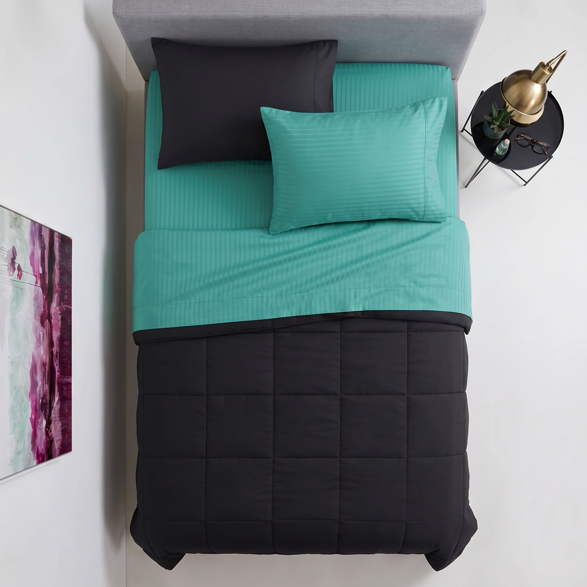 1000TC Cotton Rich Pin Stripe Sheet Set - Teal