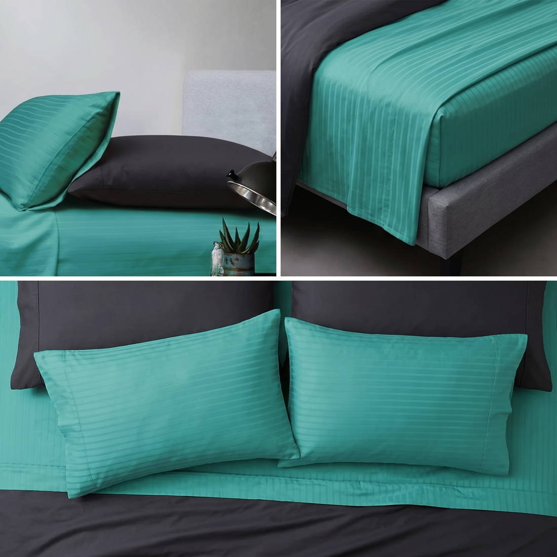 1000TC Cotton Rich Pin Stripe Sheet Set - Teal