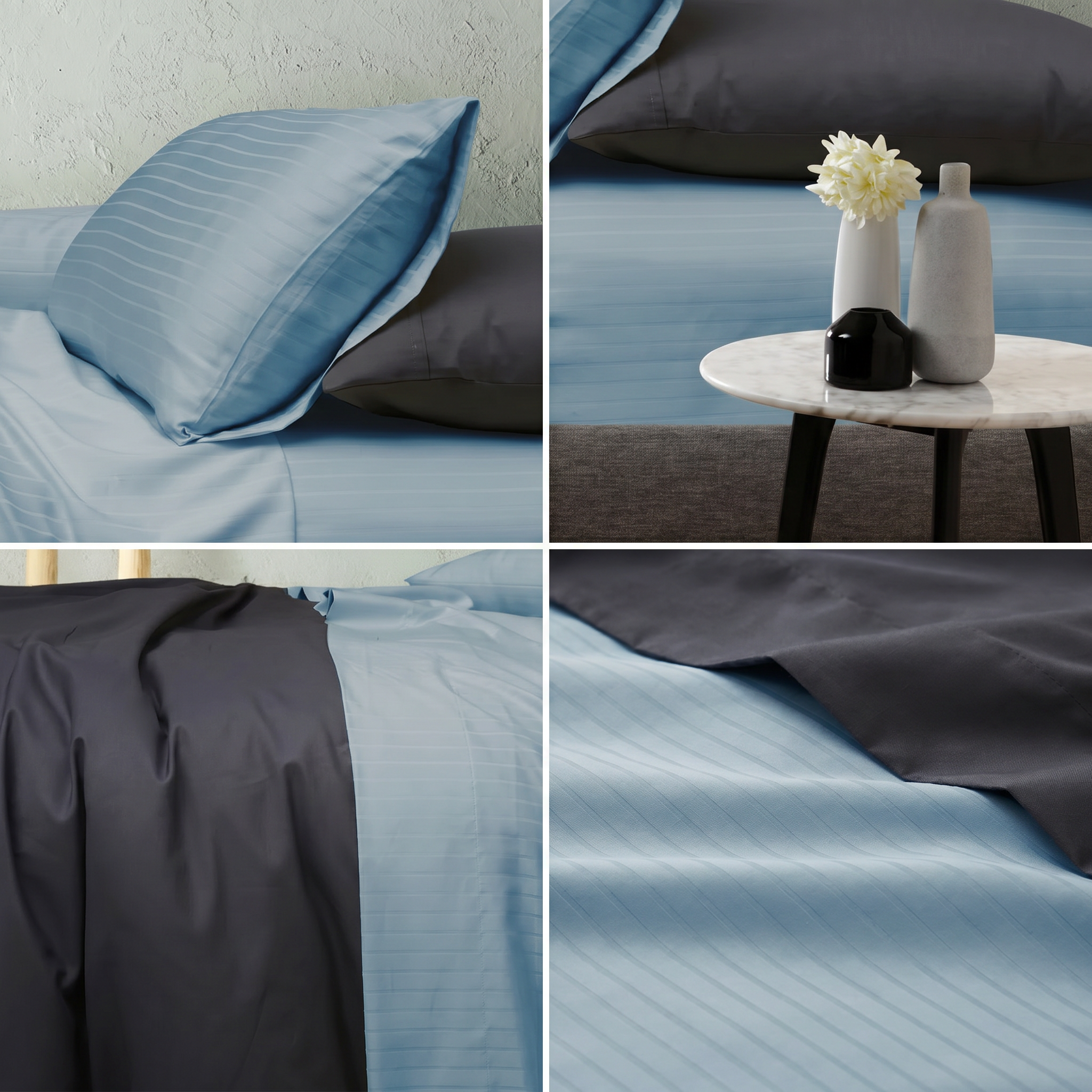 1000TC Cotton Rich Stripe Sheet Set - Delphinium