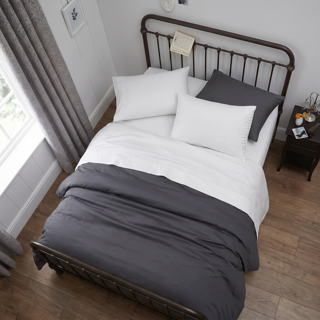 1000TC Cotton Rich Stripe Sheet Set - White
