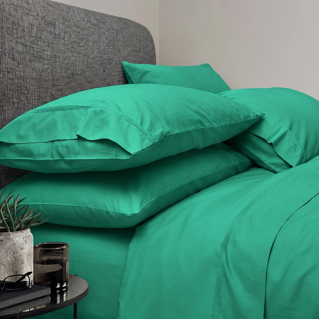 600TC Pure Cotton Sheet Set Plain - Jungle Green
