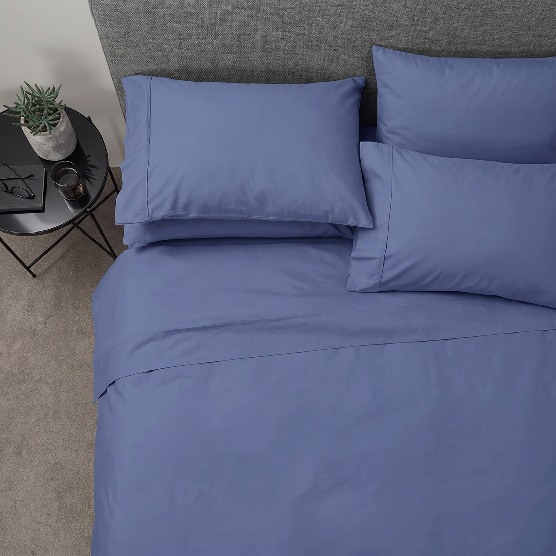 600TC Pure Cotton Sheet Set Plain - Waikawa Gray
