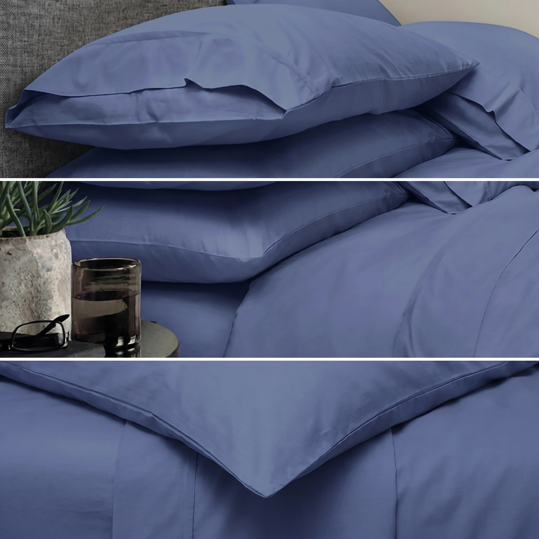 600TC Pure Cotton Sheet Set Plain - Waikawa Gray
