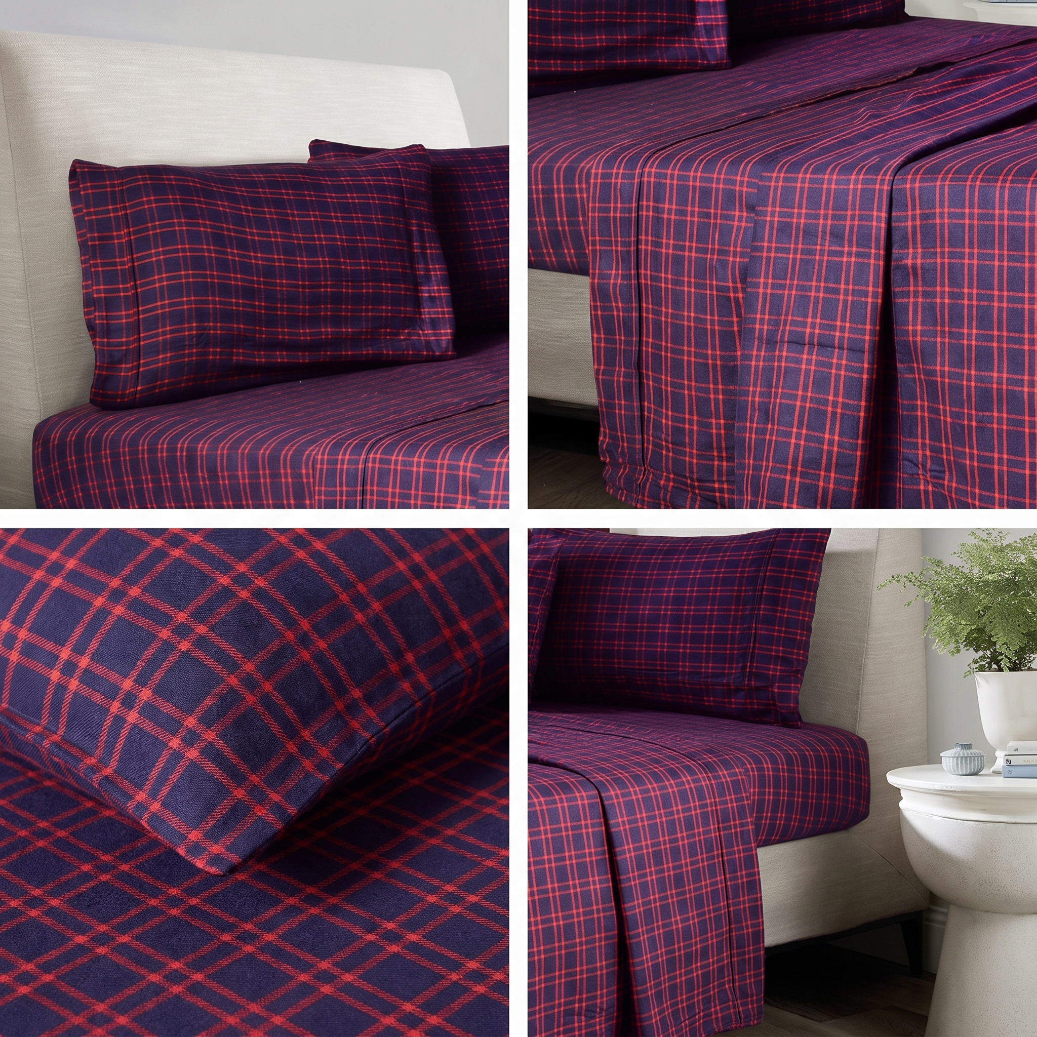 Winter Flannelette Sheet Set Design - Red Check