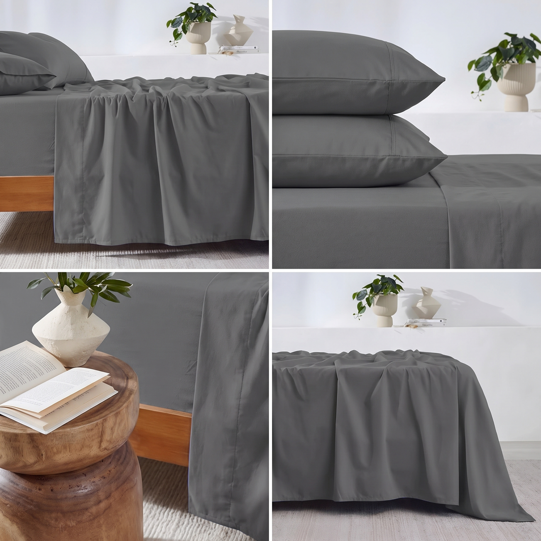 Winter Flannelette Sheet Sets - Carbon Gray