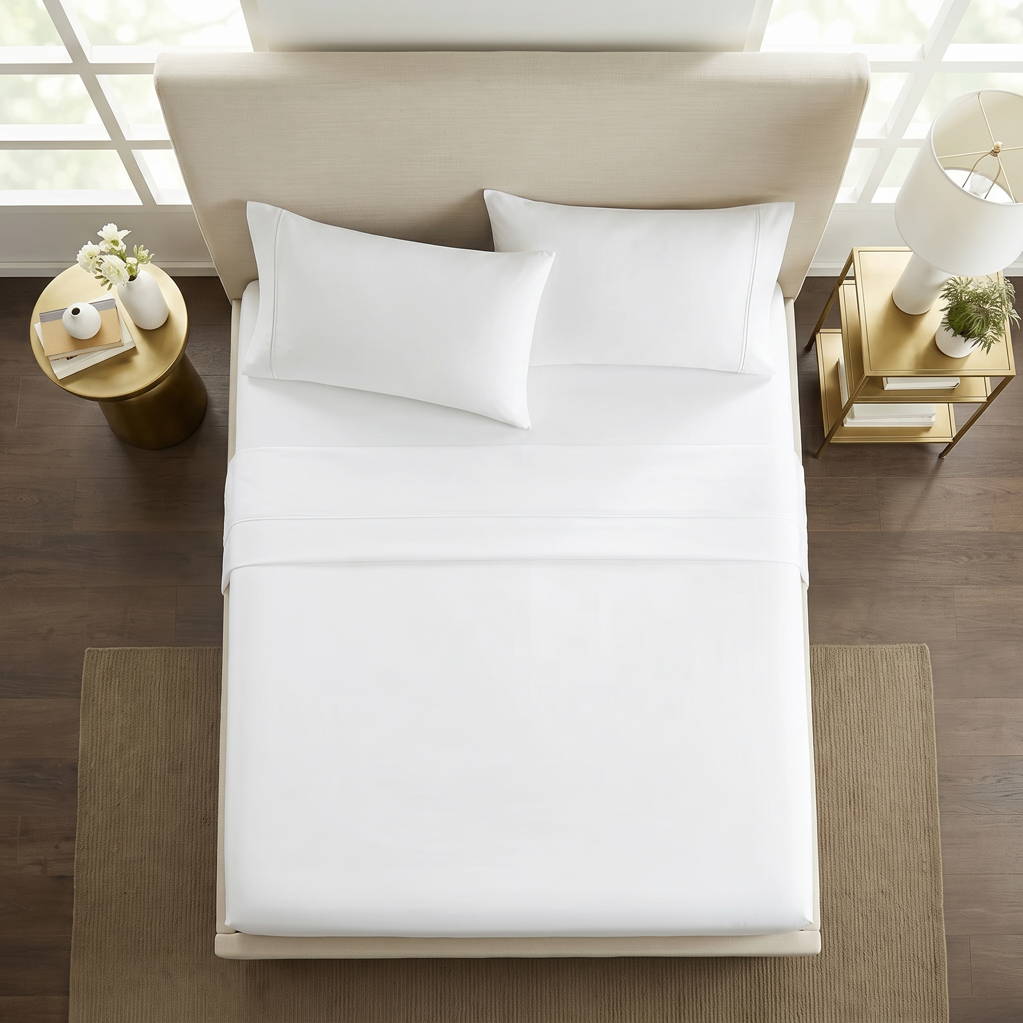 Close-up of white pillowcases showing soft cotton weave and clean finish