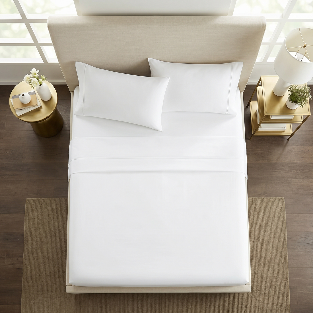 Close-up of white pillowcases showing soft cotton weave and clean finish