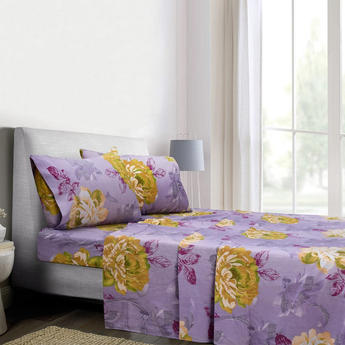 Loren floral flannelette sheet set