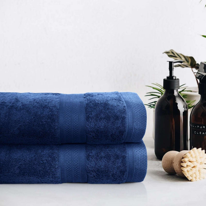 Navy blue organic cotton bath sheet