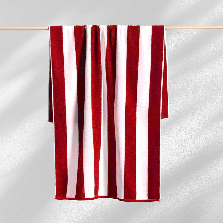 Cabana style red beach towel