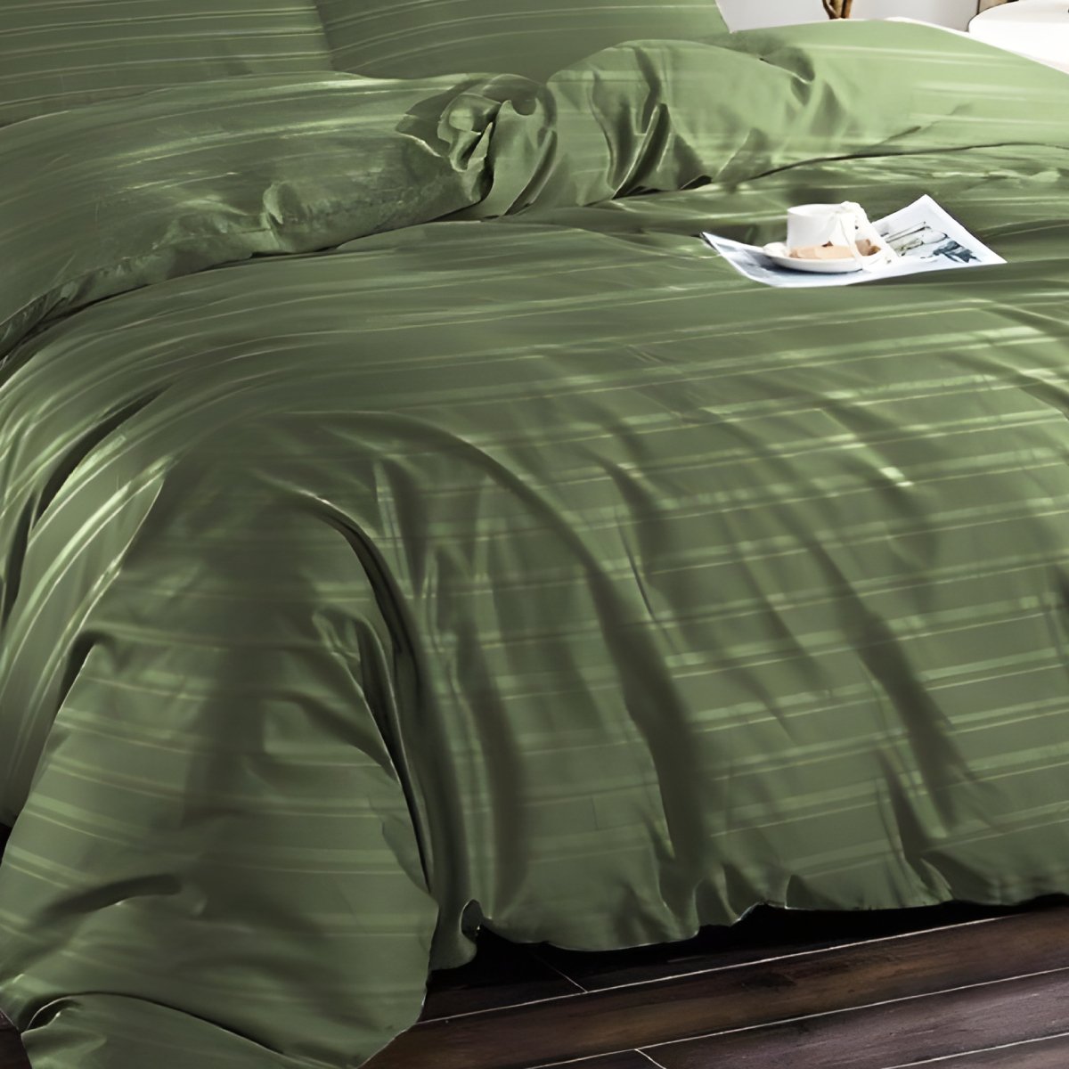 1500TC Cotton Rich 6pcs Quilt Cover - Sage Green