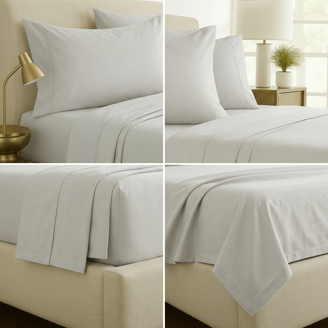 Close-up grey pillowcase cotton texture