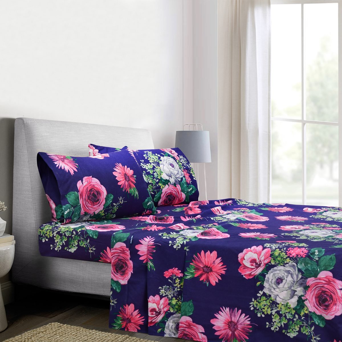 Winter flannelette floral sheet set