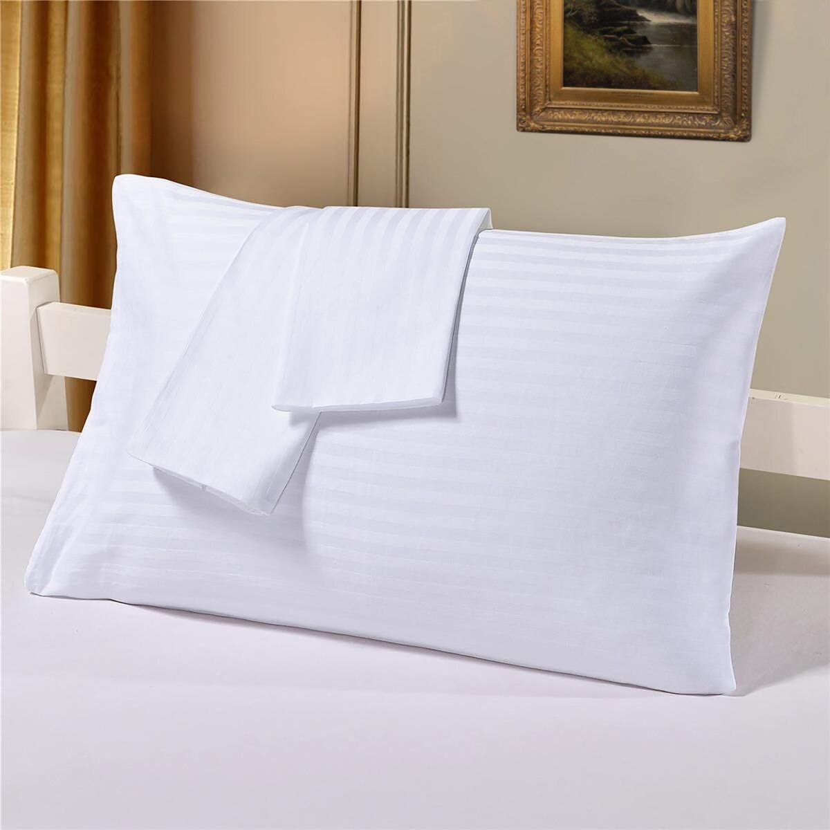 Standard Pillowcases pair stripe white