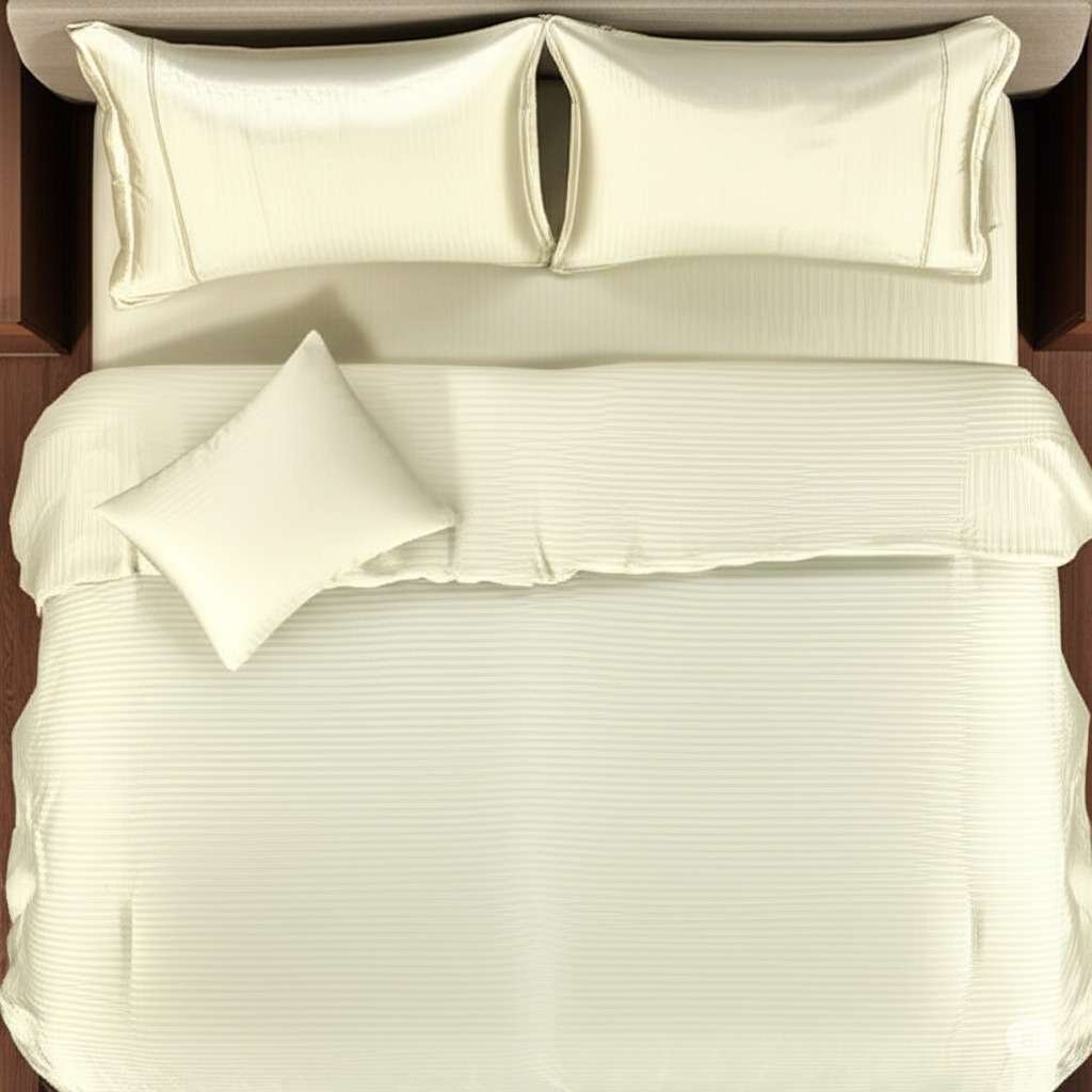 1000TC 6 Pcs Pure Cotton Stripe Quilt Cover Set – Ivory