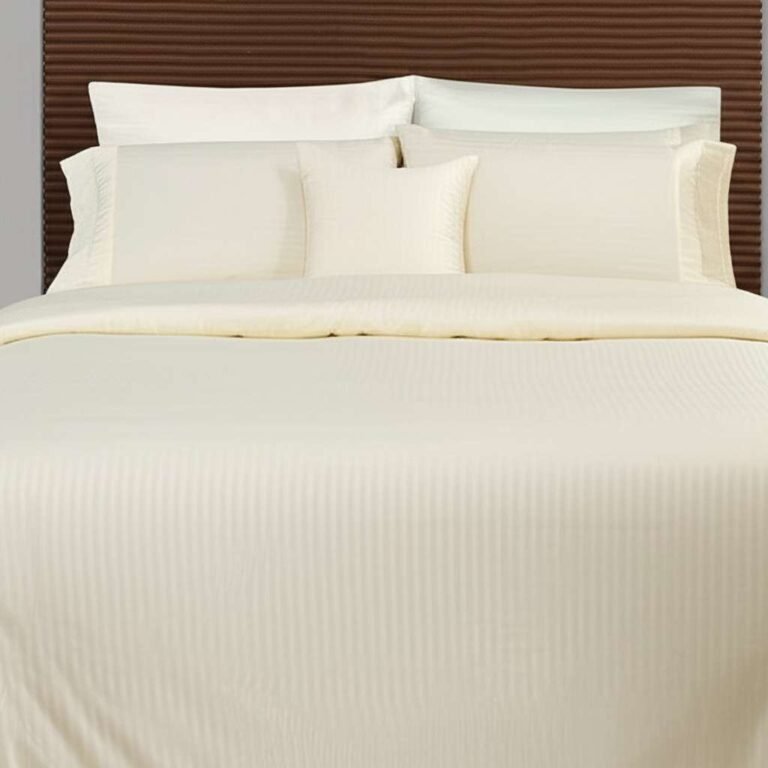 1000TC 6 Pcs Pure Cotton Stripe Quilt Cover Set – Ivory