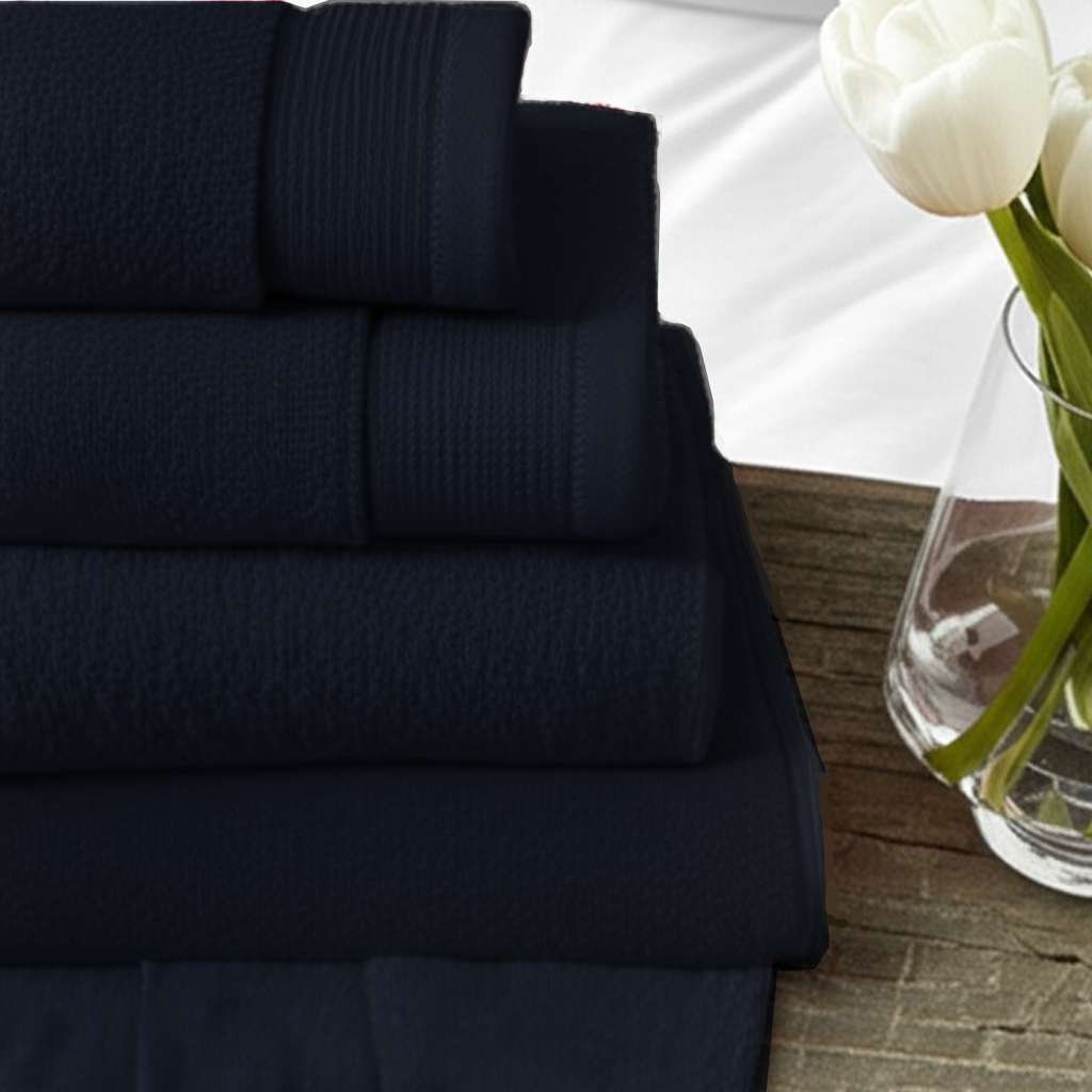 6 Pieces Pure Egyptian Cotton Towel Set – Black