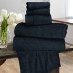 6 Pieces Pure Egyptian Cotton Towel Set - Black