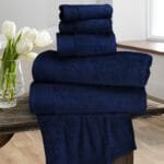 6 Pieces Pure Egyptian Cotton Towel Set - Navy Blue