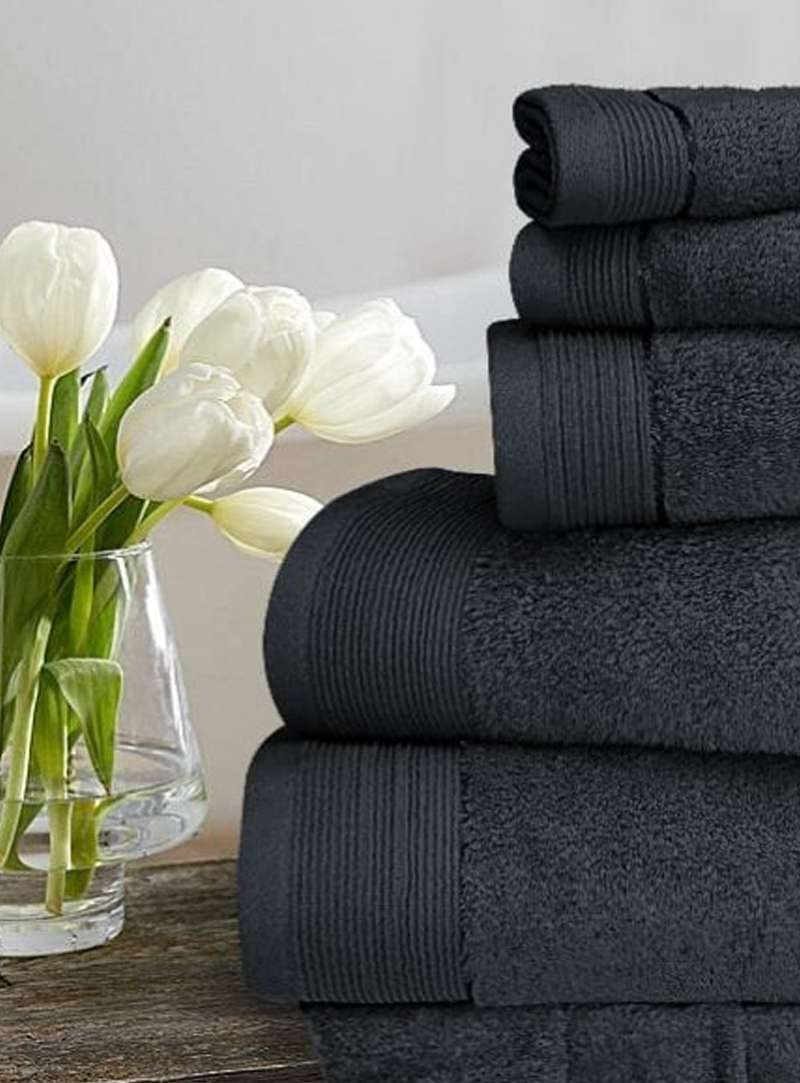 6 Pieces Pure Egyptian Cotton Towel Set – Charcoal