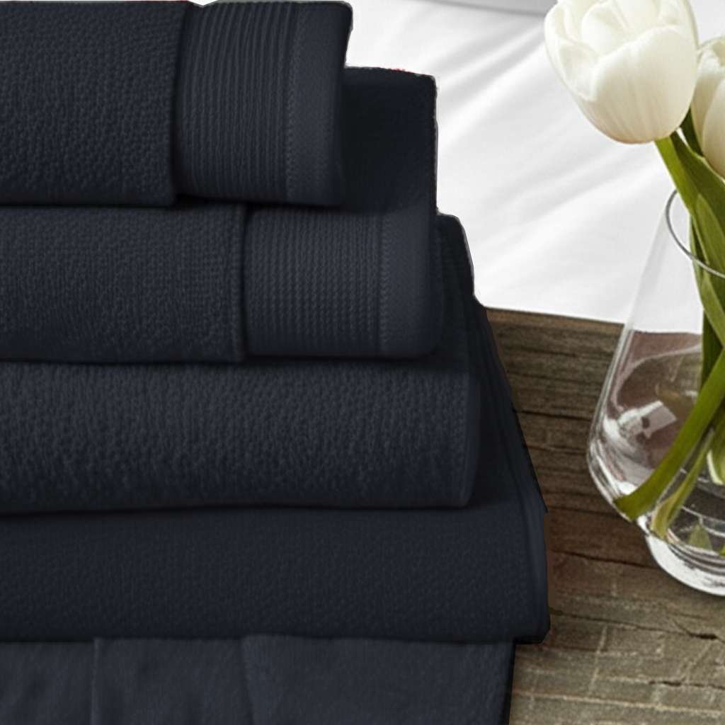 6 Pieces Pure Egyptian Cotton Towel Set – Charcoal