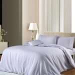 1000TC 3Pcs Cotton Rich Pin Stripe Quilt Cover - White