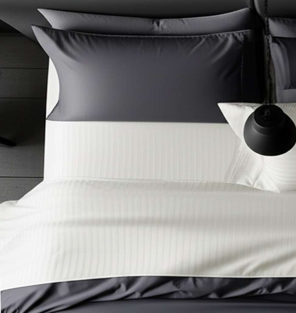 1000TC Cotton Rich Stripe Sheet Set – Silver