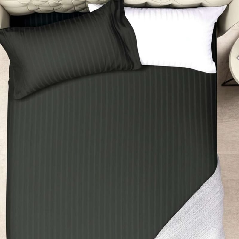 1000TC Cotton Rich Stripe Sheet Set – Charcoal