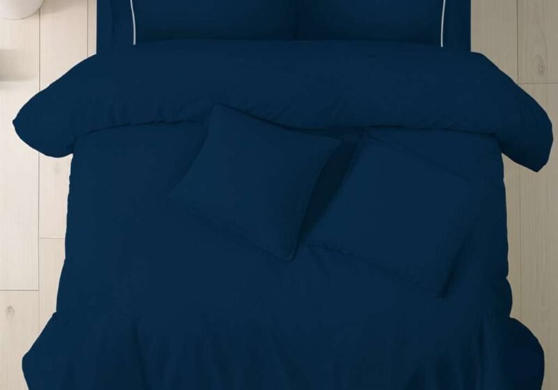 1200TC Pure Cotton 3pcs Embroidery Quilt Cover – Navy