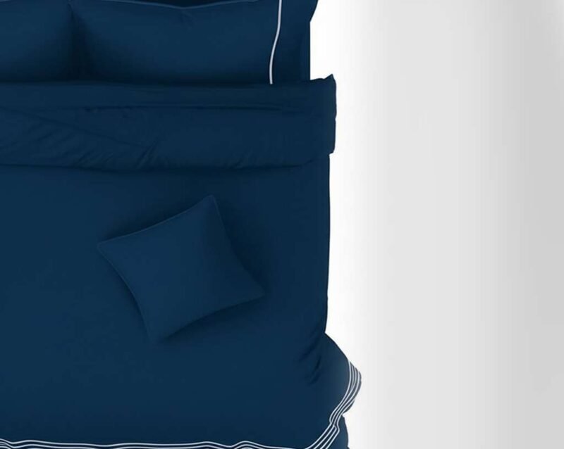 1200TC Pure Cotton 3pcs Embroidery Quilt Cover – Navy