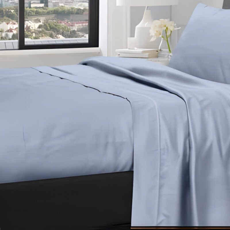1200TC Pure Egyptian Cotton Sheet Set - Pale Blue - Image 3