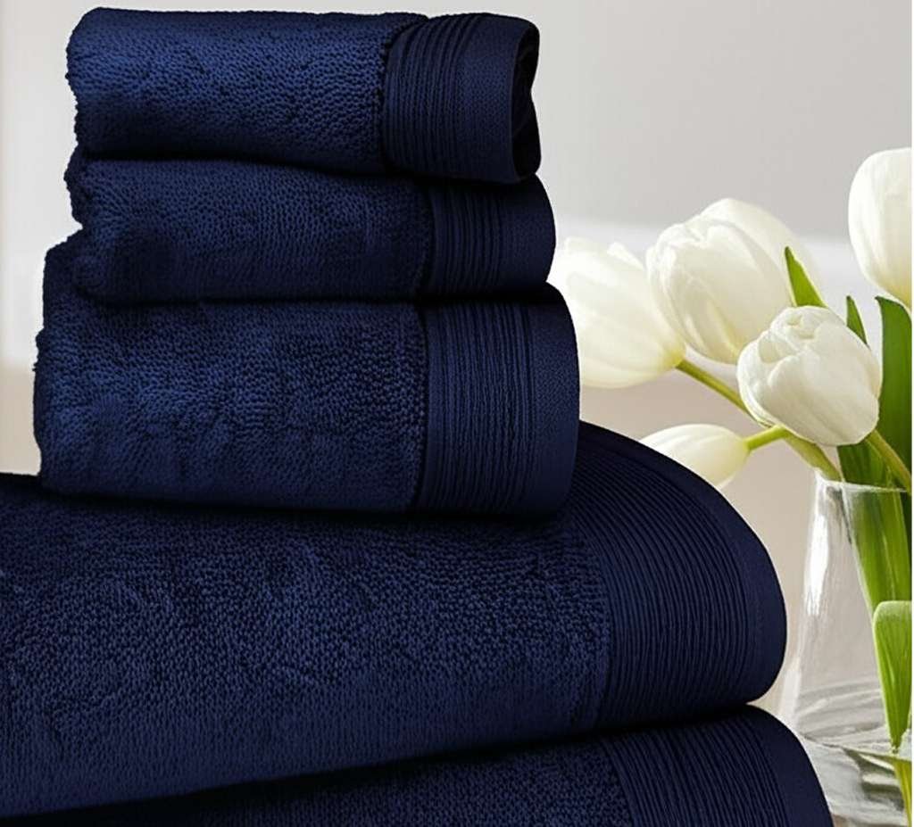 6 Pieces Pure Egyptian Cotton Towel Set – Navy Blue