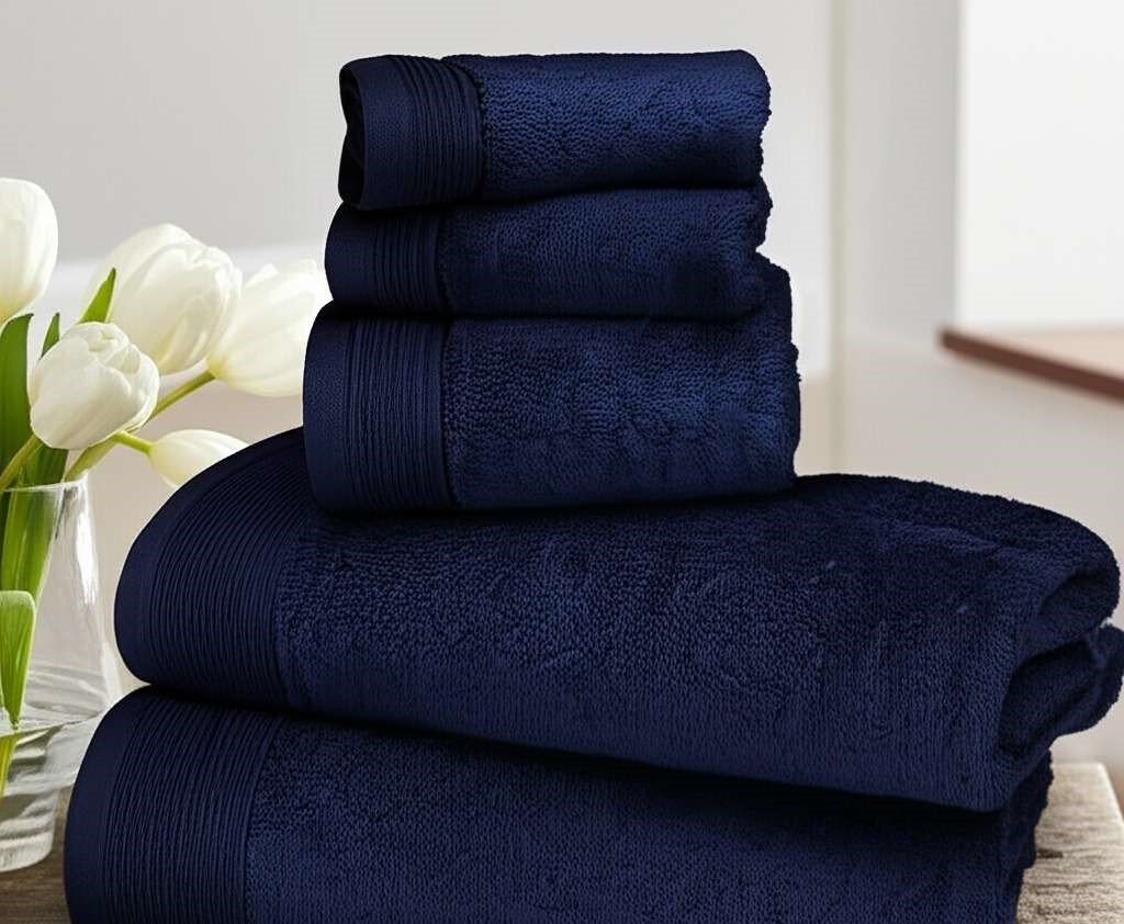 6 Pieces Pure Egyptian Cotton Towel Set – Navy Blue