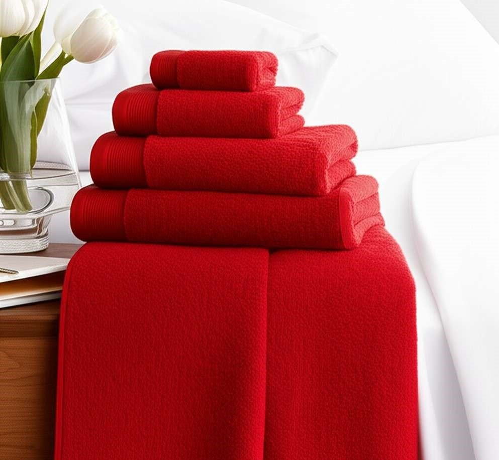 6 Pieces Pure Egyptian Cotton Towel Set – Red