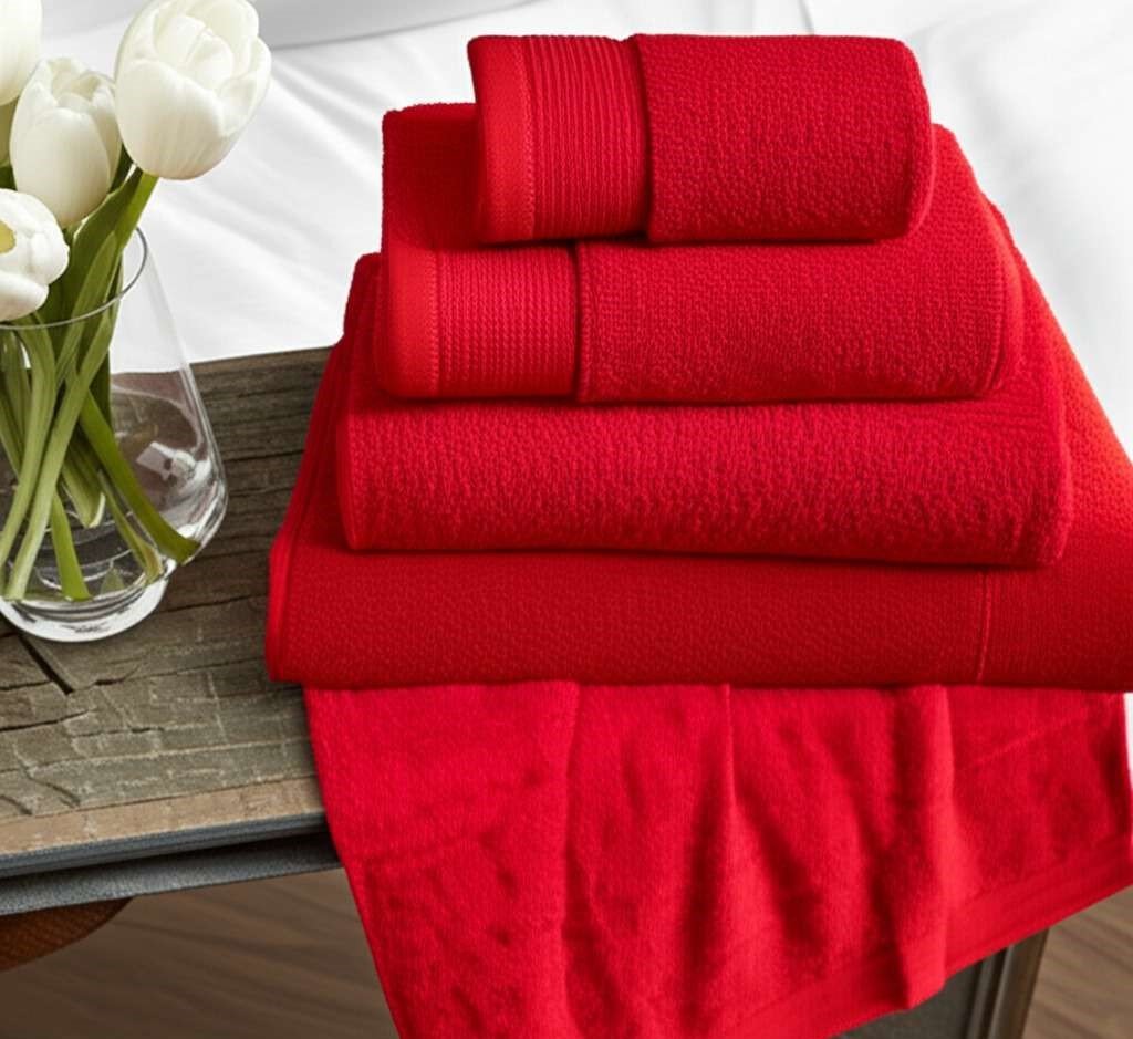 6 Pieces Pure Egyptian Cotton Towel Set – Red