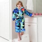 Clearance 100% Pure Velour Kid's Hooded Bathrobe