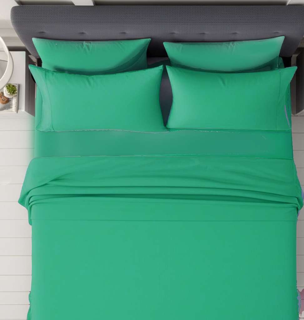 600TC Pure Cotton Sheet Set Plain – Jungle Green