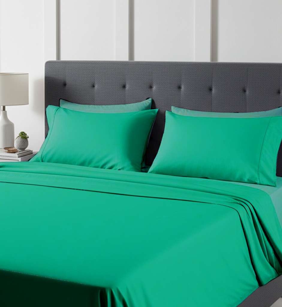 600TC Pure Cotton Sheet Set Plain – Jungle Green