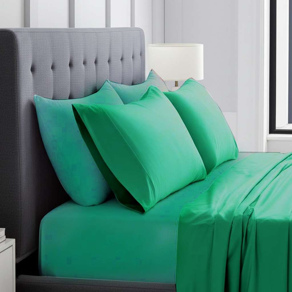 600TC Pure Cotton Sheet Set Plain – Jungle Green