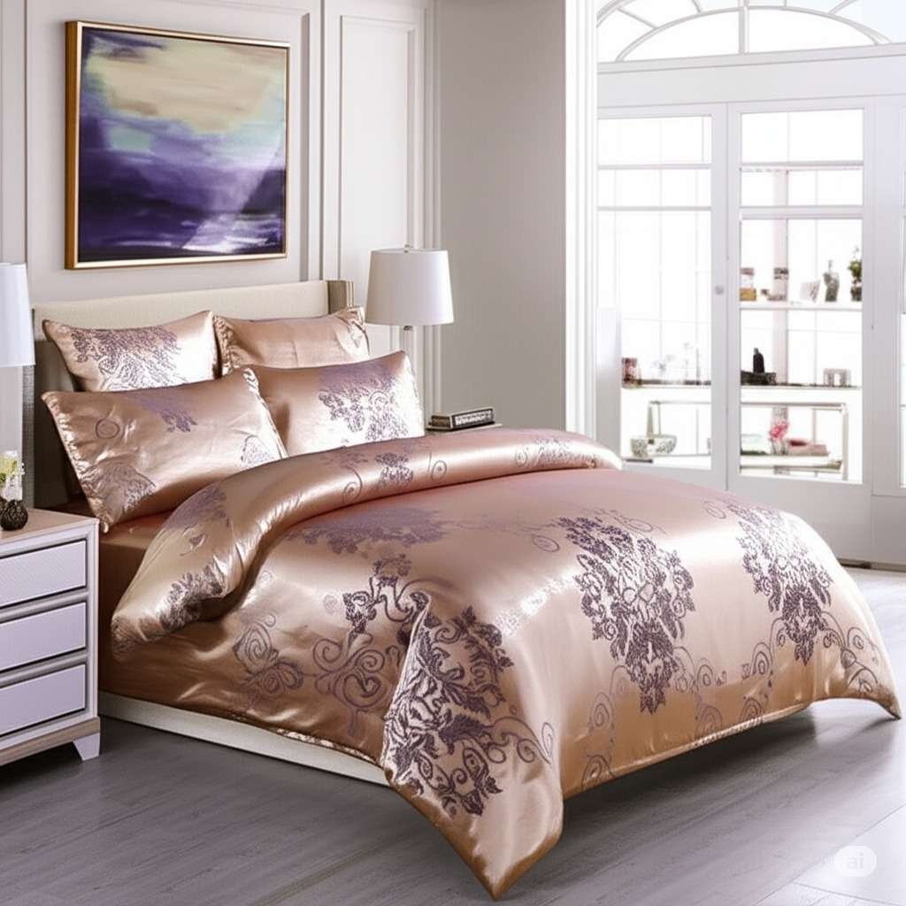 500TC Jacquard 3 Pcs Comforter Set Design – Damask Pearl