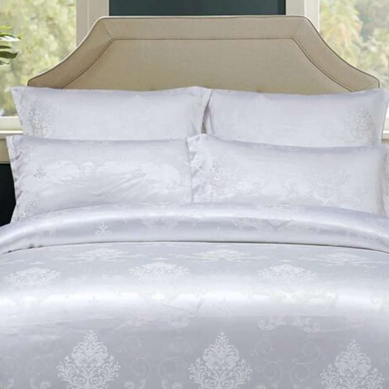 500TC Jacquard 3 Pcs Comforter Set Design – Damask White