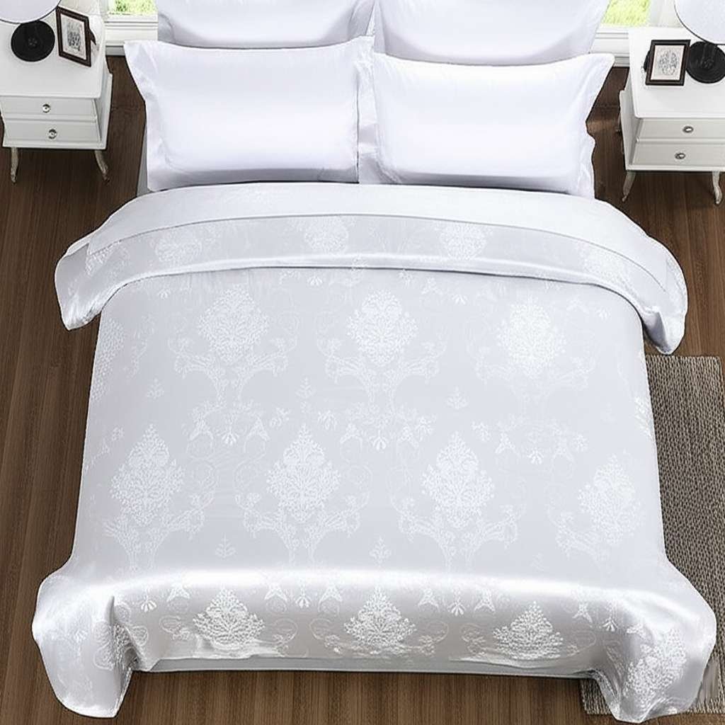 500TC Jacquard 3 Pcs Comforter Set Design – Damask White
