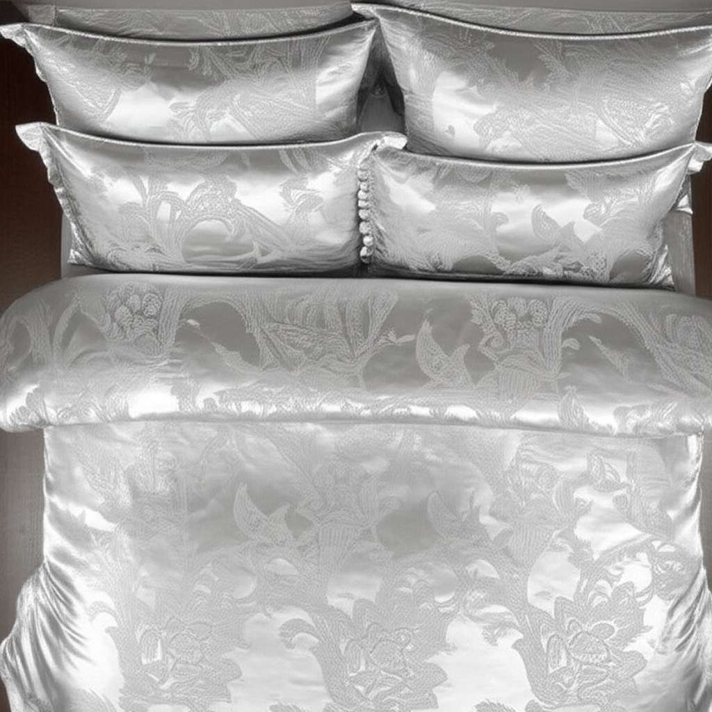 500TC Jacquard 3 Pcs Comforter Set Design – Damask Silver