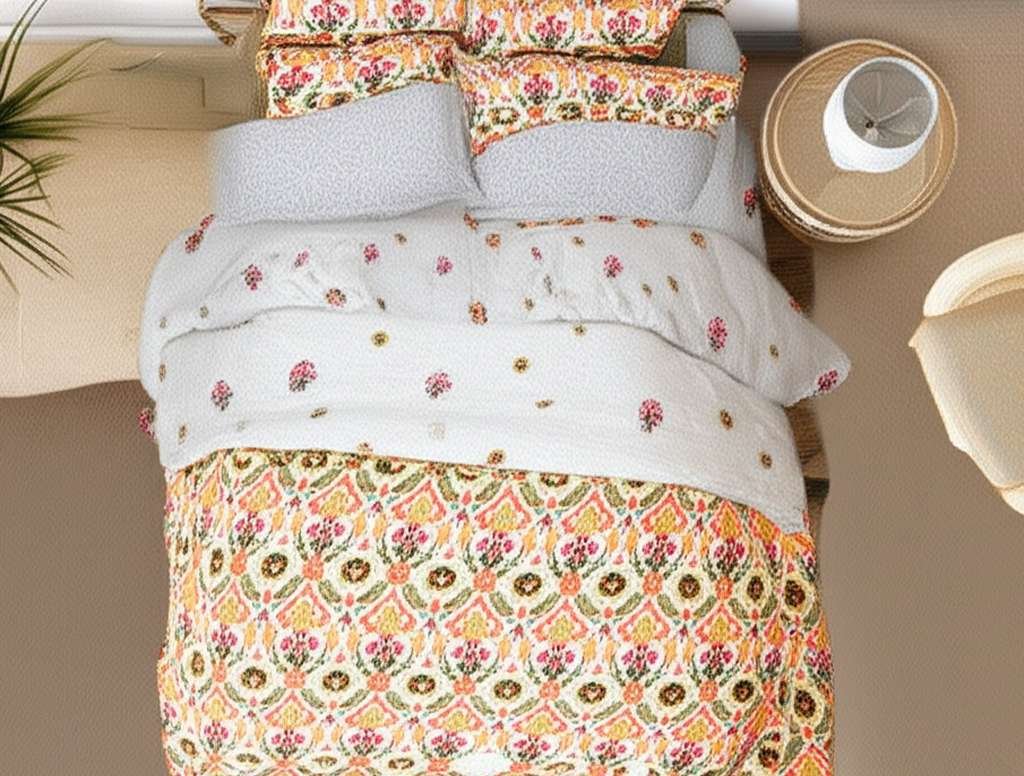600TC 6Pcs Printed Sateen Quilt Cover Set – Abstract Flowers