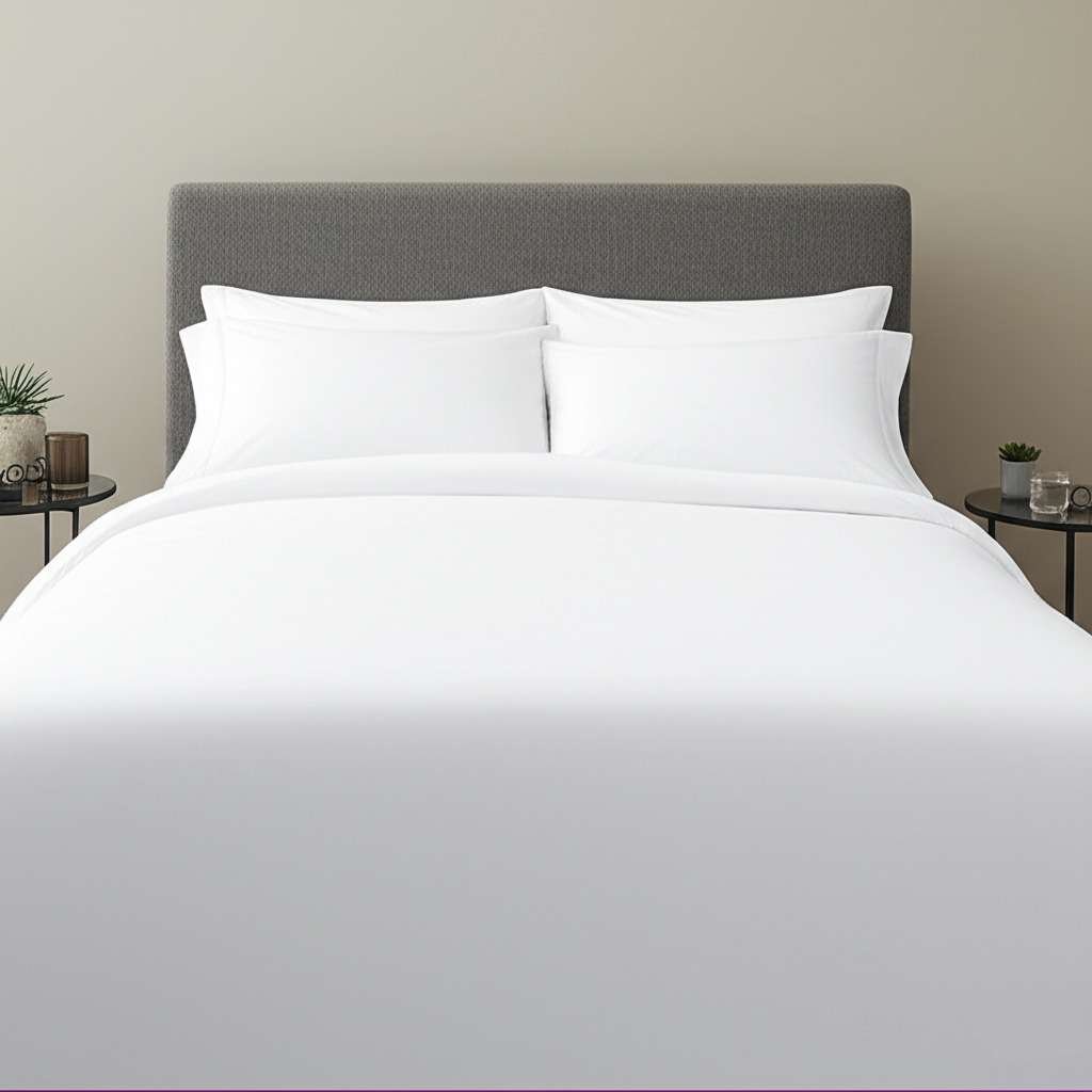 600TC Pure Cotton Sheet Set Plain – White