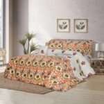 600TC 6Pcs Printed Sateen Quilt Cover Set - Abstract Flowers