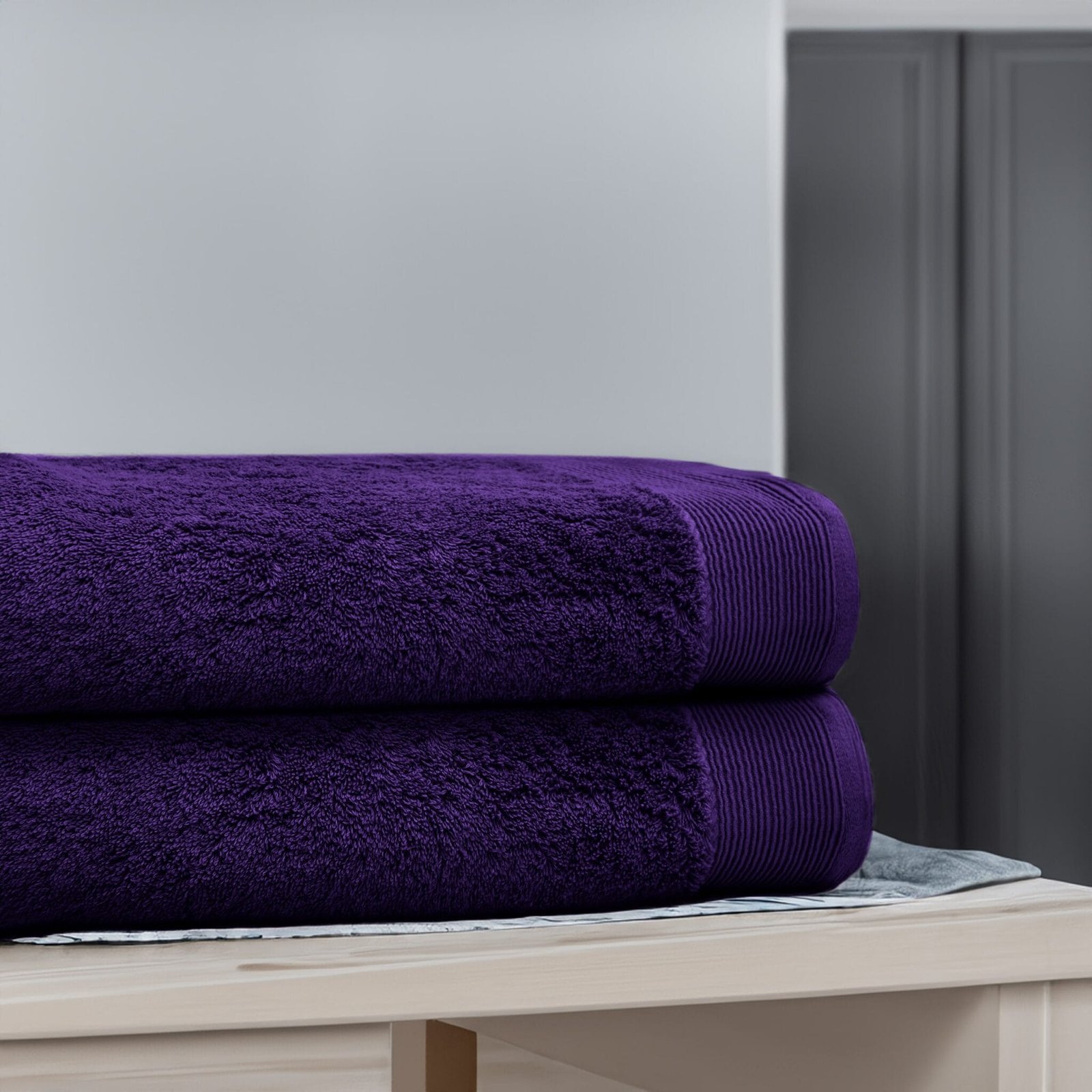 100 Pure Egyptian Cotton Bath Sheet Set Midnight Purple Bedding King