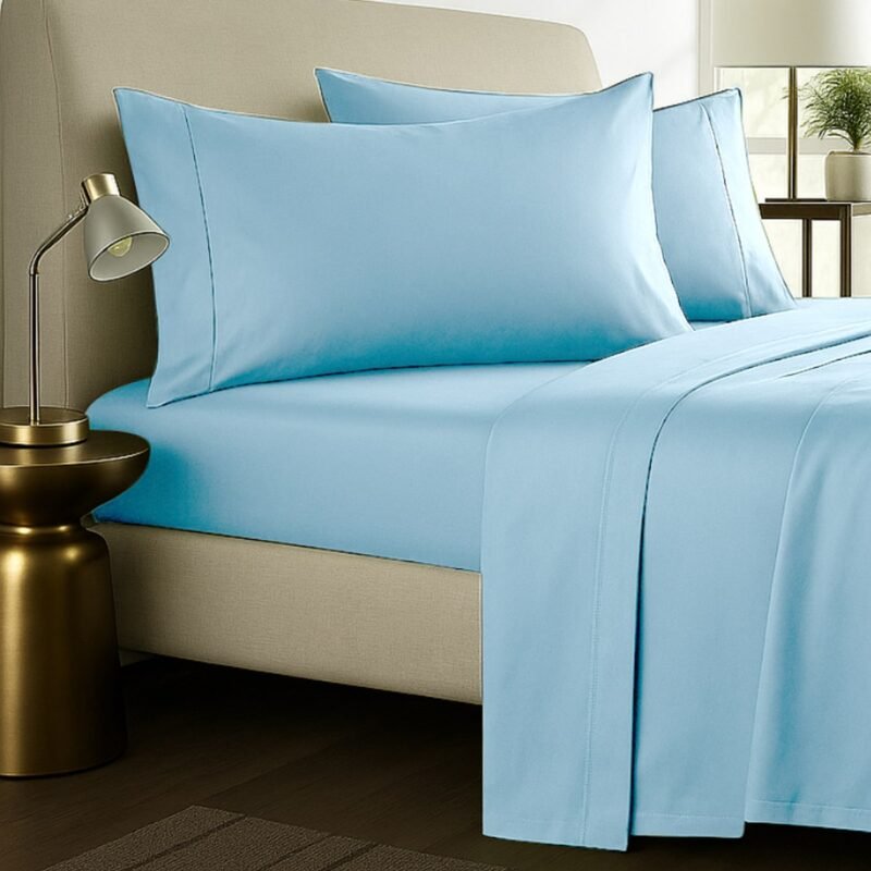 1000TC Pure Egyptian Cotton Sheet Set - Light Blue - Image 3