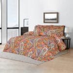 600TC 6Pcs Printed Sateen Quilt Cover Set - Orange Paisley