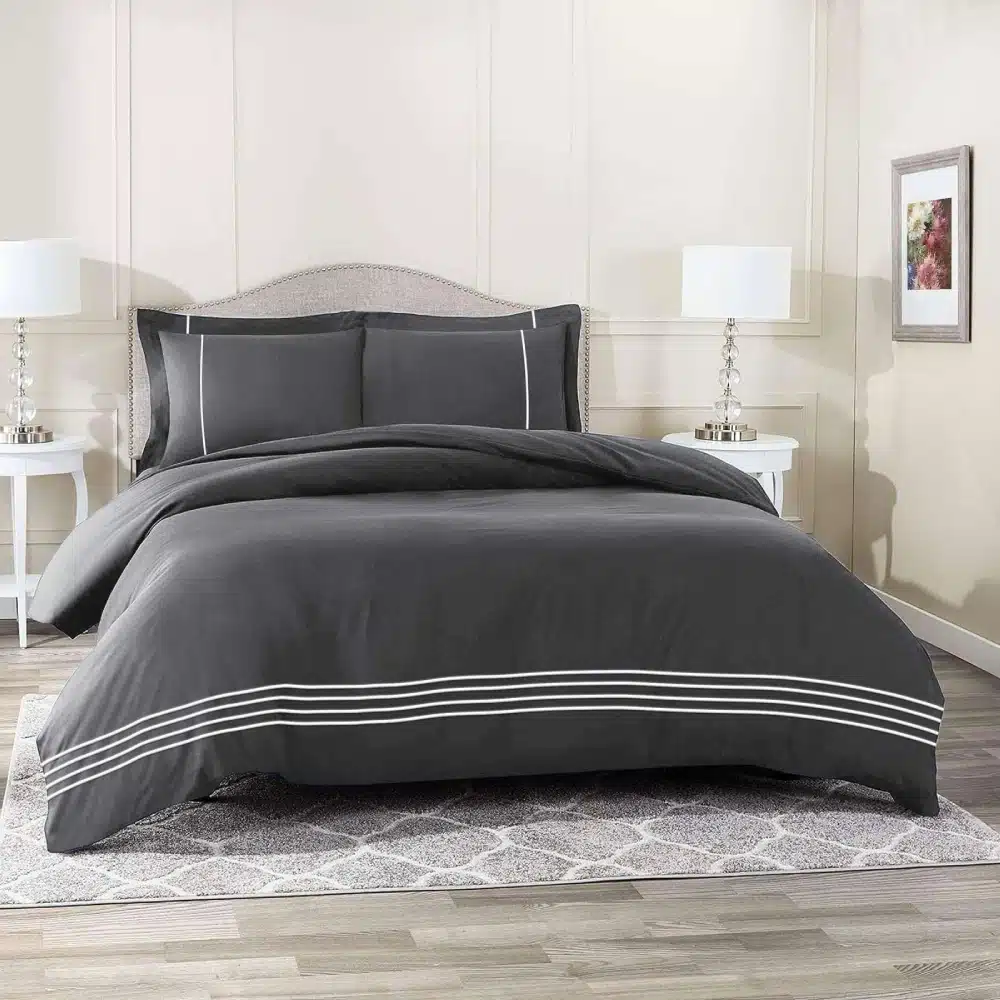 Luxurious bedding set with plush pillows and soft sheets.